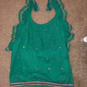 Green halter tank top